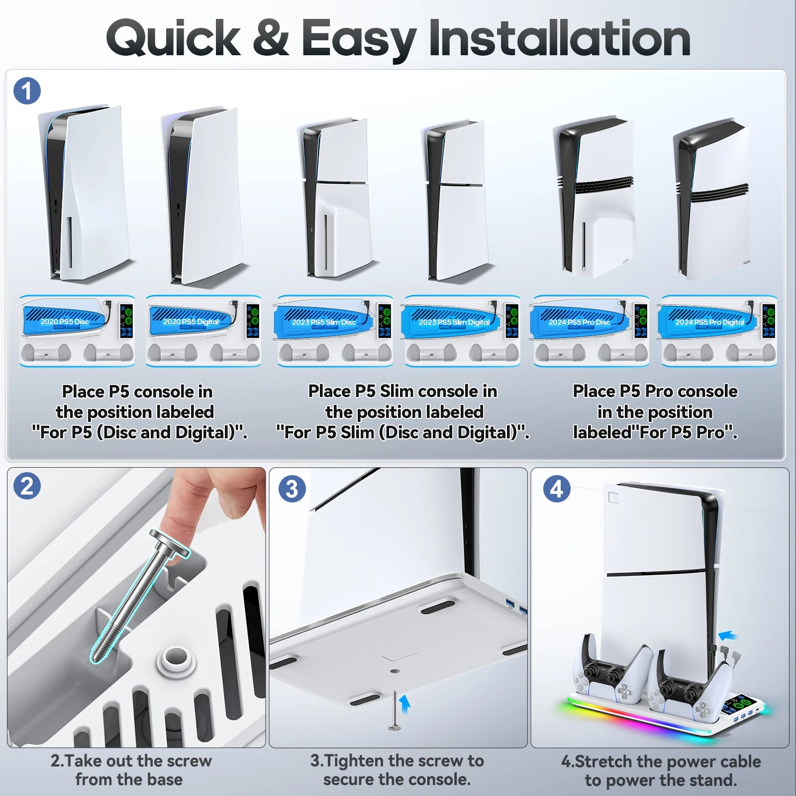Supporto Verticale OIVO 3-in-1 per PS5/PS5 Slim/PS5 Pro