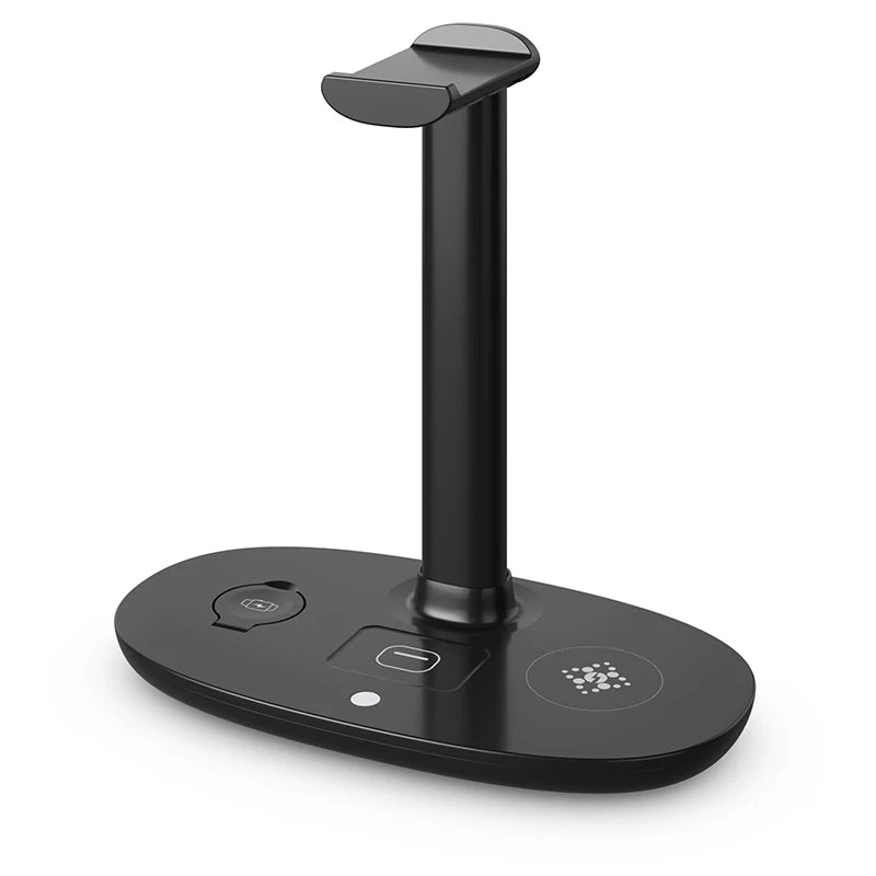 Stand Porta-Cuffie con Stazione di Ricarica Wireless Veloce 3-in-1